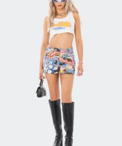 S11947_MIX Kawaii Printed Denim Skirt Living Dolls