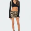S11985_OLIVE Camo Mini Skirt