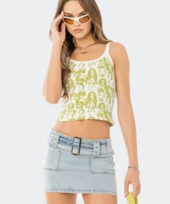 S12143_GREEN Say It To My Face Ribbed Tank Top Babe Fest