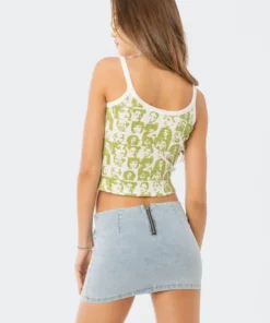 S12143_GREEN Say It To My Face Ribbed Tank Top Babe Fest