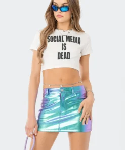 S12128_WHITE Social Media Cropped T-Shirt