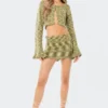 S12006_GREEN New In Ayden Knitted Mini Skirt