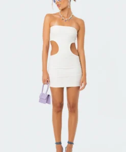 S12135_WHITE Moxie Cut-Out Strapless Mini Dress
