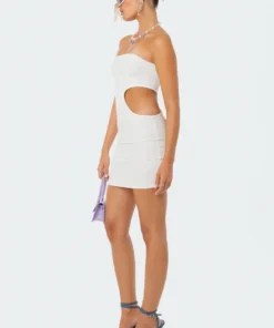 S12135_WHITE Moxie Cut-Out Strapless Mini Dress