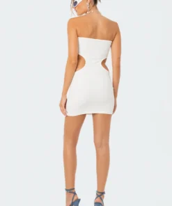 S12135_WHITE Moxie Cut-Out Strapless Mini Dress