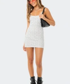 S12102_CREAM New In Floral Print Mini Dress