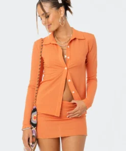 S11967_ORANGE Babe Fest Arielle Button-Up Shirt