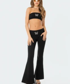S12200_black New In Rhinestone Butterfly Tube Top