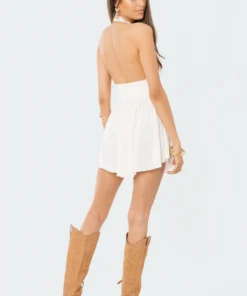 S12075_WHITE New In Icon Open-Back Asymmetric Dress