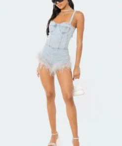 S12045_BLUE Fluffy Denim Romper