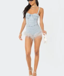 S12045_BLUE Fluffy Denim Romper