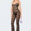 S12043_BLACK Cynthia Lace Cup Jumpsuit New In