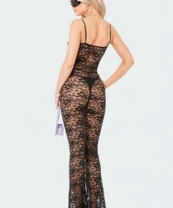 S12043_BLACK Cynthia Lace Cup Jumpsuit New In