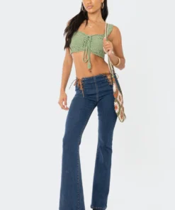 S12180_GREEN Ainsley Crochet Crop Top