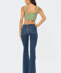 S12180_GREEN Ainsley Crochet Crop Top