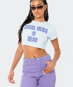 S12128_LIGHT-BLUE Social Media Cropped T-Shirt Babe Fest
