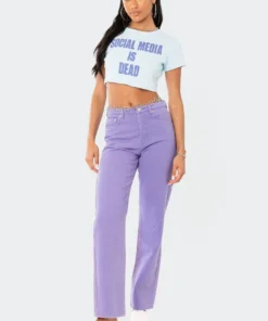 S12128_LIGHT-BLUE Social Media Cropped T-Shirt Babe Fest