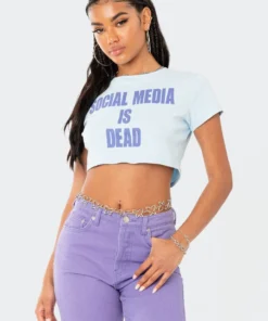 S12128_LIGHT-BLUE Social Media Cropped T-Shirt Babe Fest