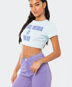 S12128_LIGHT-BLUE Social Media Cropped T-Shirt Babe Fest