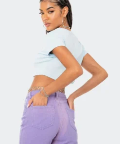 S12128_LIGHT-BLUE Social Media Cropped T-Shirt Babe Fest