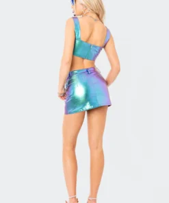 S12179_pink Metallic Faux Leathertop Babe Fest