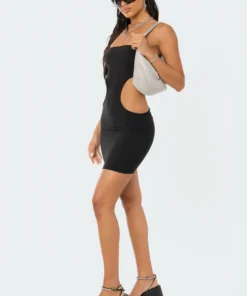 S12135_BLACK Moxie Cut-Out Strapless Mini Dress New In