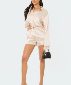 S12003_CHAMPAGNE Dreamy Satin Shorts