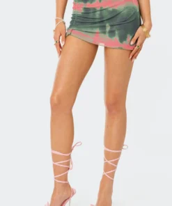 S12092_MIX Lian Mesh Gathered Mini Skirt New In