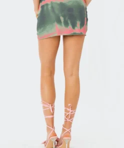 S12092_MIX Lian Mesh Gathered Mini Skirt New In