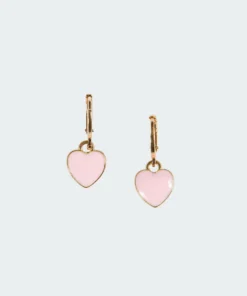Acc0102_gold Pinky Heart Earrings Accessories
