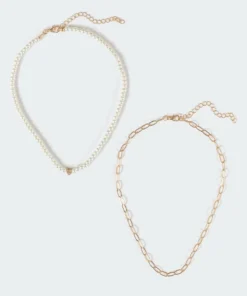 Acc0157_gold Accessories Pearly Love Necklace Pack