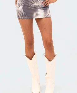 S12397_GRAY New In Rave Queen Low-Rise Mini Skirt