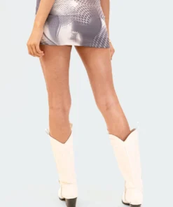 S12397_GRAY New In Rave Queen Low-Rise Mini Skirt