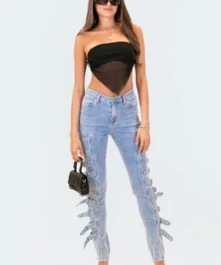 S12112_BLUE Refresh Buckle Up Stretch Jeans