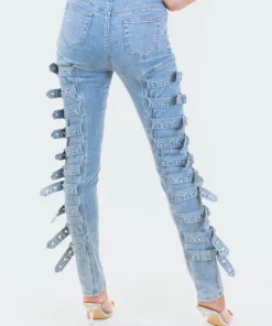 S12112_BLUE Refresh Buckle Up Stretch Jeans