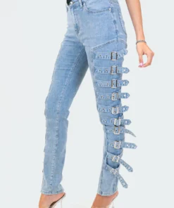 S12112_BLUE Refresh Buckle Up Stretch Jeans