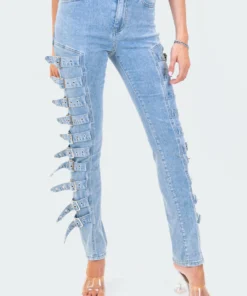 S12112_BLUE Refresh Buckle Up Stretch Jeans