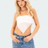S12387_WHITE New In Strapless Mesh Triangle Top