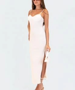 S12299_CREAM Nora Slit Maxi Dress New In