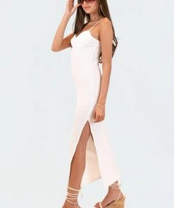 S12299_CREAM Nora Slit Maxi Dress New In
