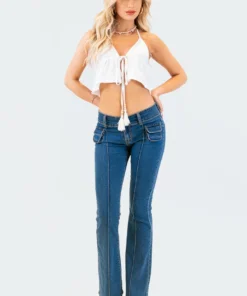 S12326_CREAM Trudy Ruffle Tie Top New In