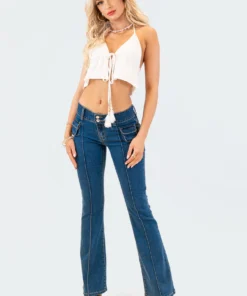 S12326_CREAM Trudy Ruffle Tie Top New In