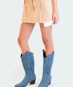 S12320_BEIGE Pleated Cargo Mini Skirt