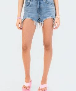 S12183_BLUE New In Henry Ripped Denim Shorts