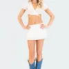 S12386_WHITE Tommy Frill Mini Skirt New In