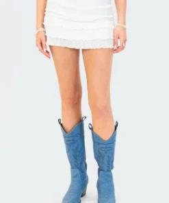 S12386_WHITE Tommy Frill Mini Skirt New In