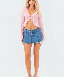 S12074_PINK Reese Chiffon Ruffle Top