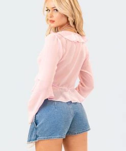 S12074_PINK Reese Chiffon Ruffle Top