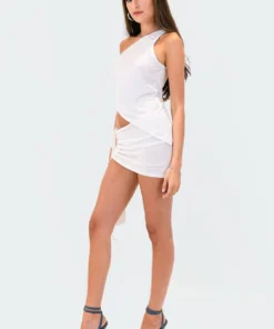 S12159_WHITE New In Frankie Asymmetric Drawstring Top