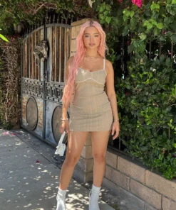 S12358_BEIGE Pointelle Mini Dress New In